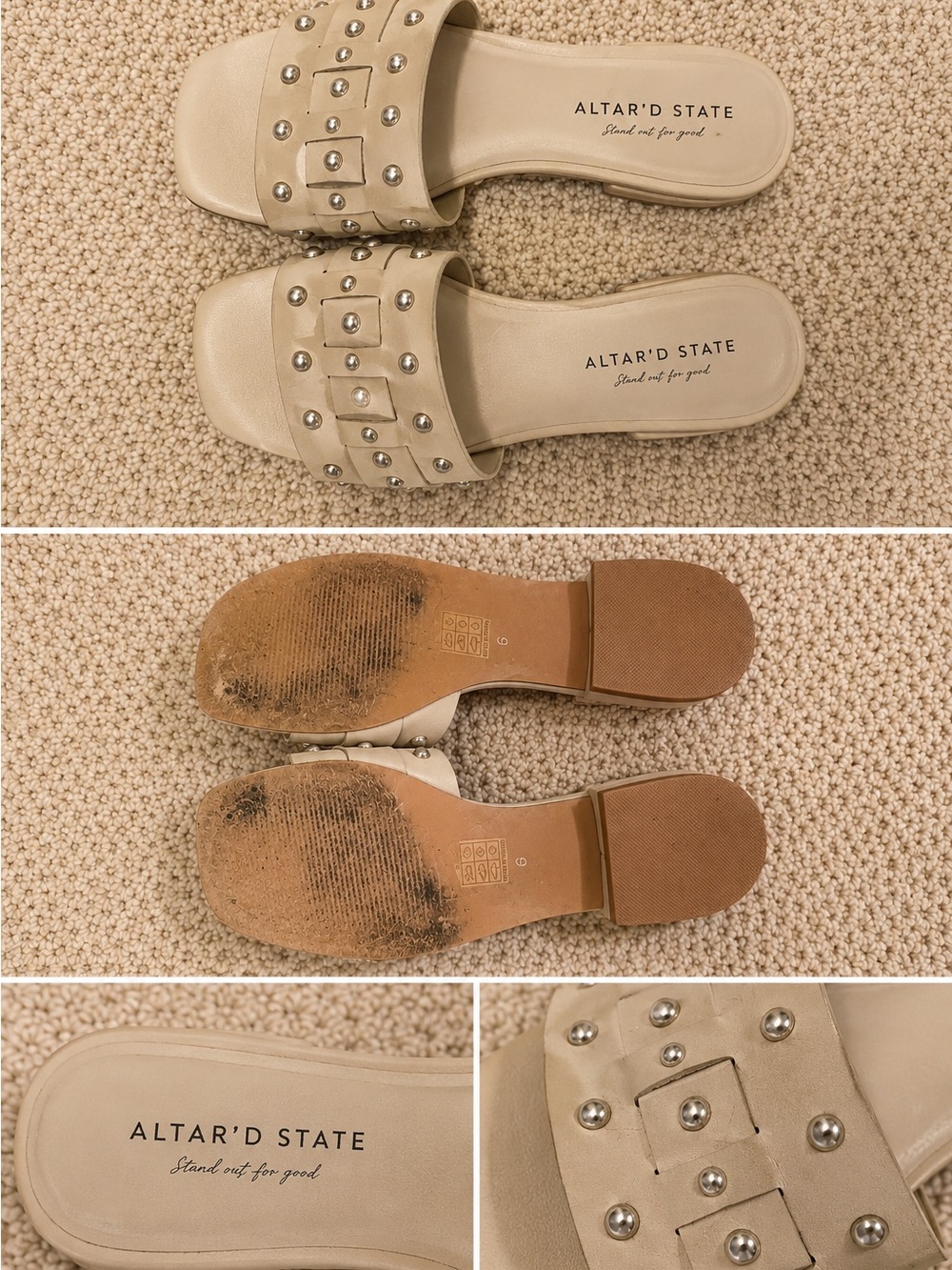 Altar'd State Neutral Studded Slide Mules